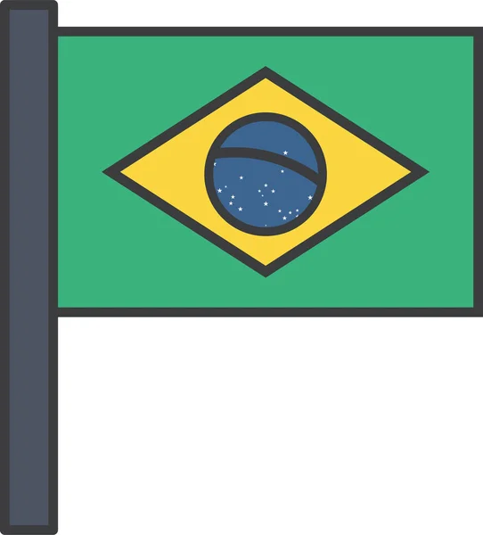 Braziliaanse Brasil Country Icoon Filedoutline Stijl — Stockvector