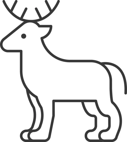 Animal Cerf Mammifère Icône Dans Style Contour — Image vectorielle