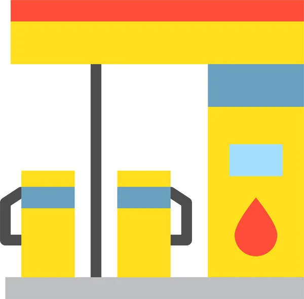 气站加油站图标 扁平型 — 图库矢量图片
