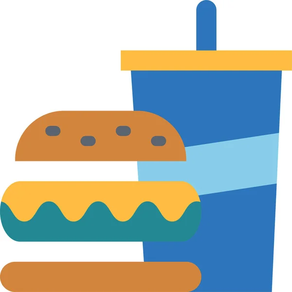 Gyorsétterem Hamburger Ikon Lapos Stílusban — Stock Vector
