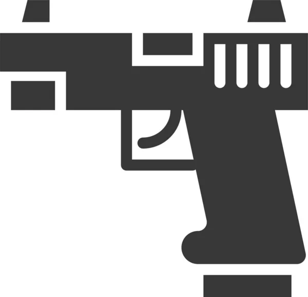 Leger Uitrusting Pistool Pictogram Solide Stijl — Stockvector