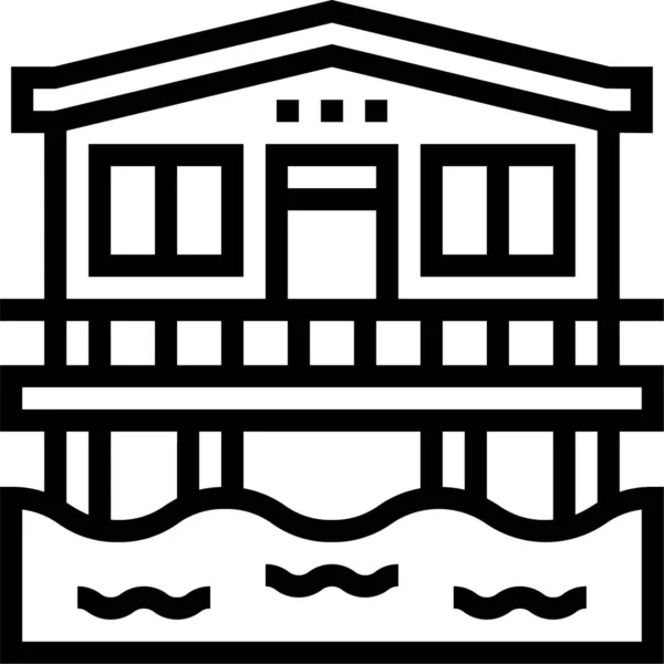 Architecture Beach House Icon Recreationhobby Category — Stock Vector