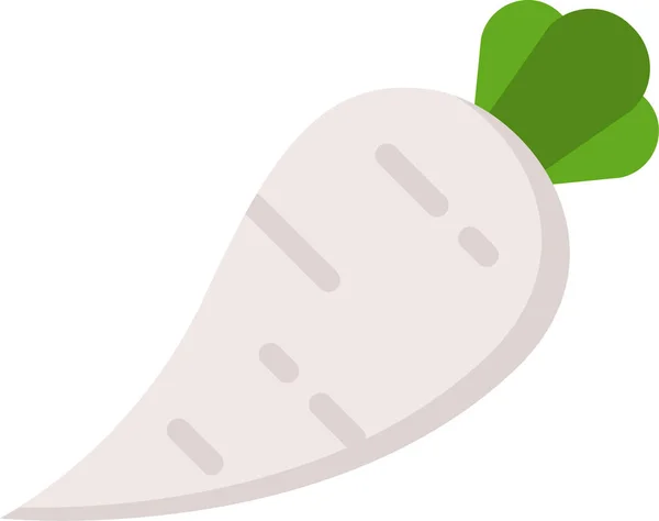 Daikon Élelmiszer Egészséges Ikon Lapos Stílusban — Stock Vector