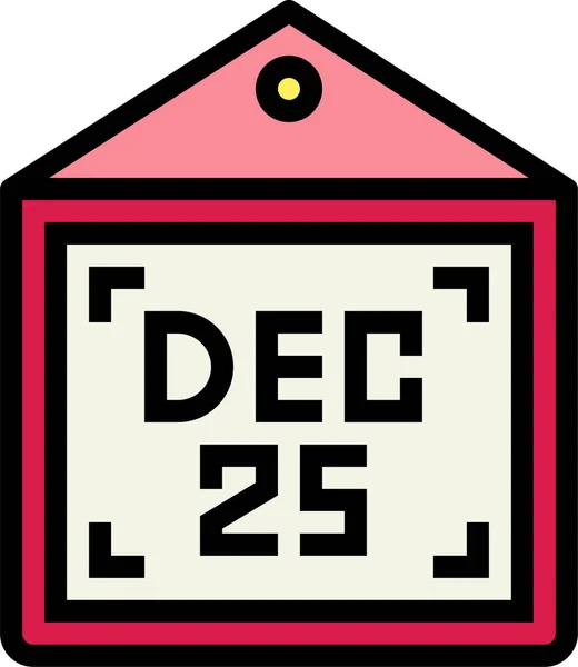 Calendrier Date Noël Icône Dans Style Filledoutline — Image vectorielle