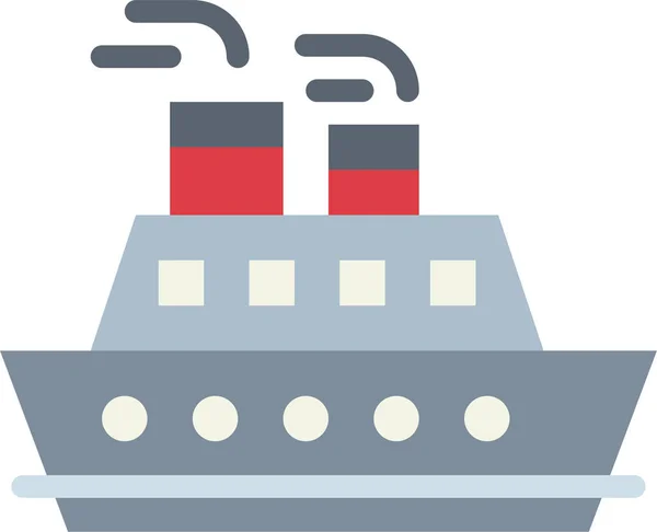 Bootskreuzfahrt Ikone Flachen Stil — Stockvektor