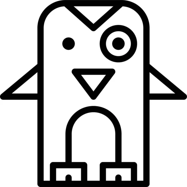 Animal Vie Pingouin Icône Dans Style Contour — Image vectorielle
