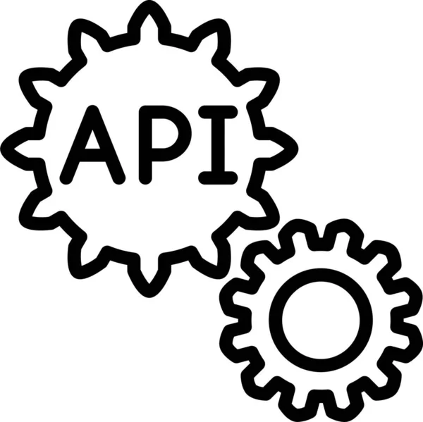 Api Application Programming Interface Gears Icon Outline Style — Stock Vector