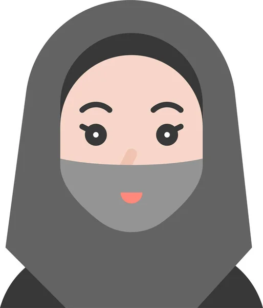 Avatar Face Veil Ikon Perempuan Dalam Gaya Datar - Stok Vektor