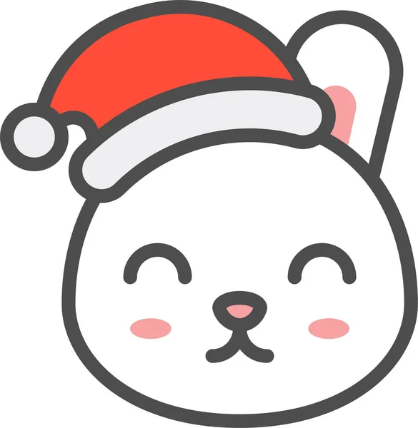 Іконка Різдвяних Емодзі Кролика Стилі Заповненої Лінії — стоковий вектор