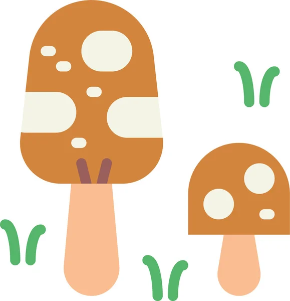 Funghi Alimentari Icona Dei Funghi Stile Piatto — Vettoriale Stock