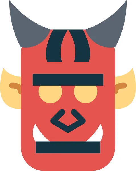 Демон Диявол Японська Ікона Плоскому Стилі — стоковий вектор