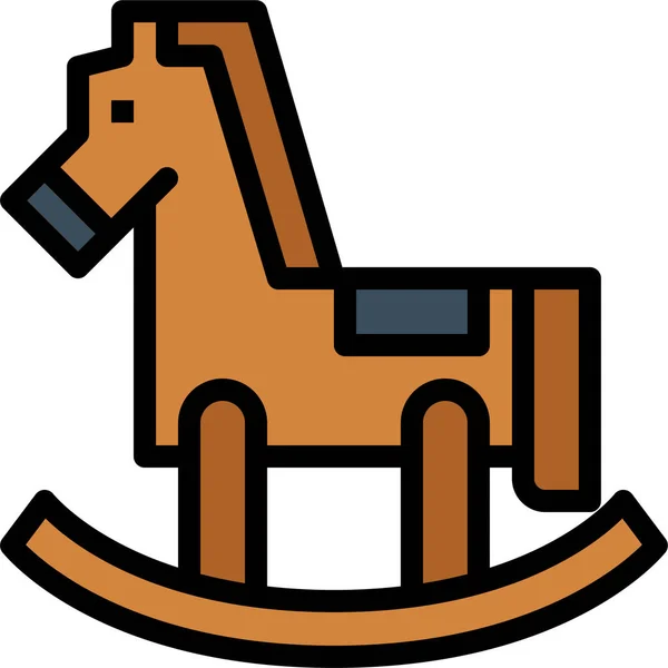 Fun Horse Rocking Icon Filledoutline Style — Stock Vector