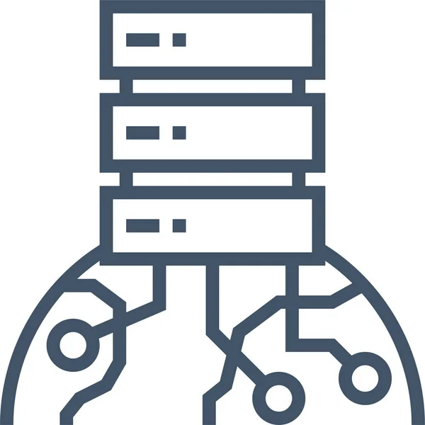 Globales Speicherwolken Symbol Umriss Stil — Stockvektor