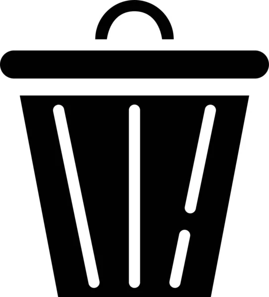 Cesta Bin Ícone Lixo Estilo Sólido — Vetor de Stock