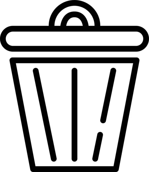 Καλάθι Κάδο Σκουπιδιών Εικονίδιο Στυλ Περίγραμμα — Διανυσματικό Αρχείο