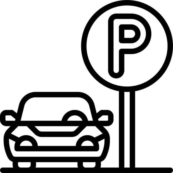 Ikona Ruchu Pojazdów Parkingowych Zarysie — Wektor stockowy