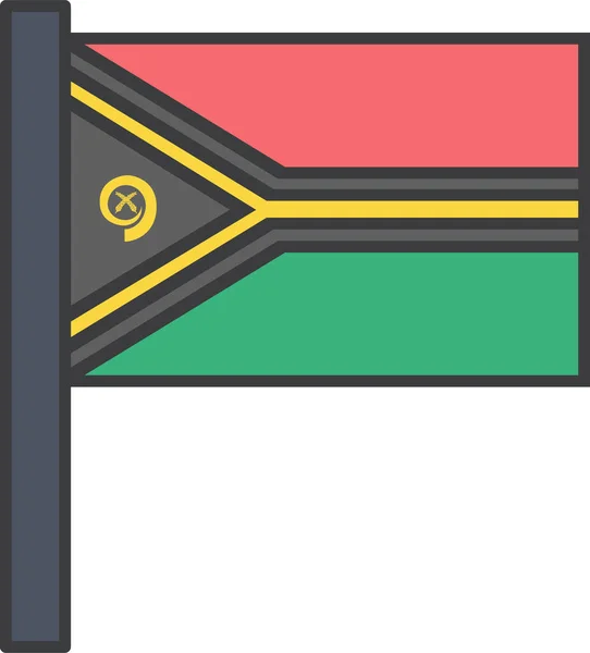 Drapeau Pays Vanuatu Icône Dans Style Filledoutline — Image vectorielle