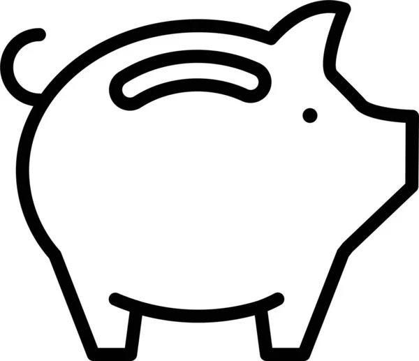 Bank Pieniądze Świnia Ikona Zarysie Stylu — Wektor stockowy