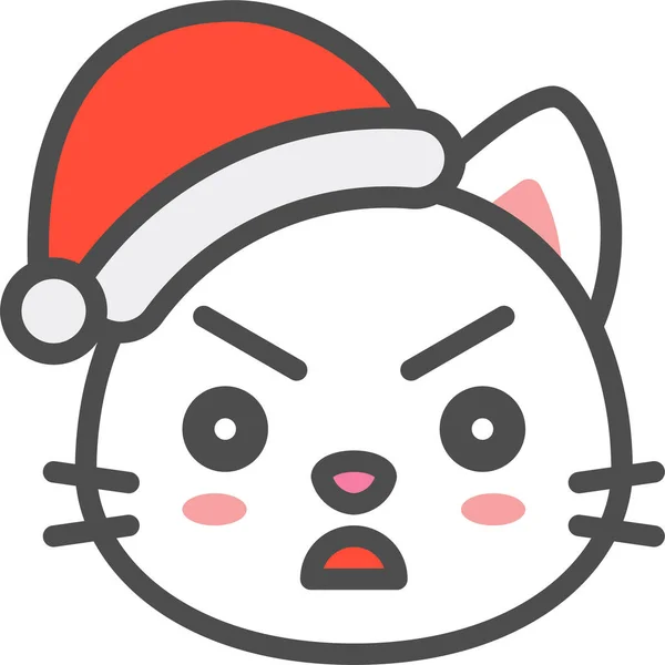 Katze Weihnachten Kuriose Ikone Filedoutline Stil — Stockvektor