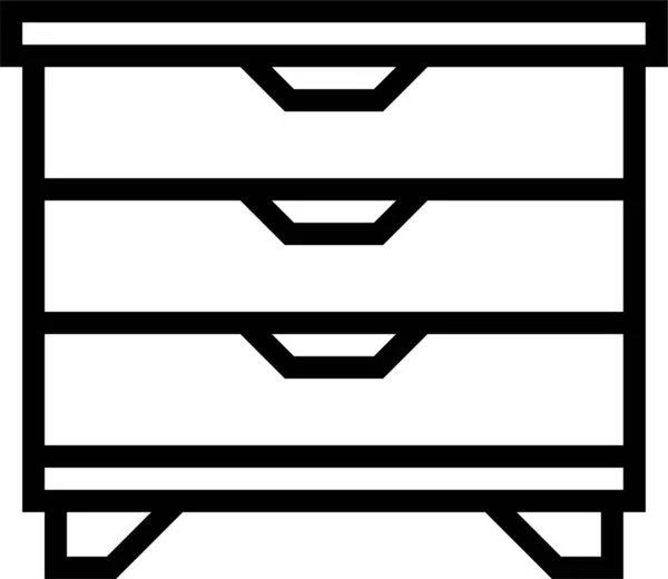 Kommode Schublade Schubladeneinheit Symbol Umriss Stil — Stockvektor