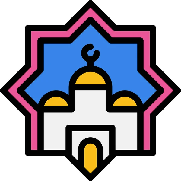 Islam Masjid Moskee Icoon Filedoutline Stijl — Stockvector