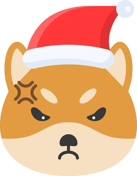 Kızgın Noel Köpek Simgesi Düz Stil — Stok Vektör