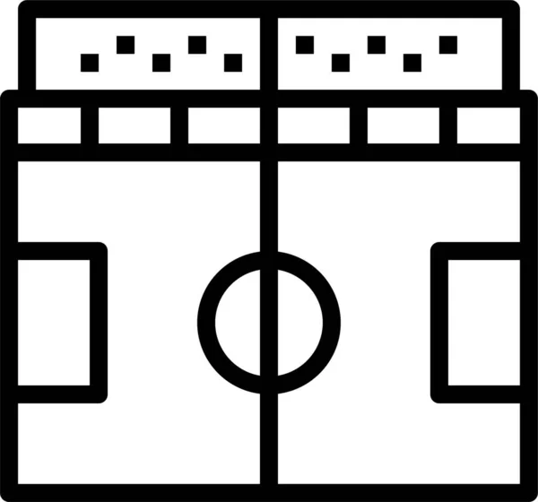 Veld Voetbal Voetbal Pictogram Omtrek Stijl — Stockvector