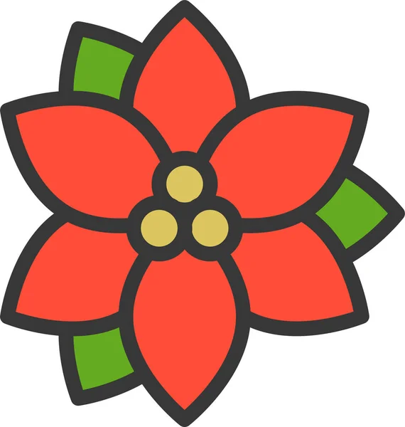 Икона Цветочной Флоры Рождества Стиле Филедсхем — стоковый вектор