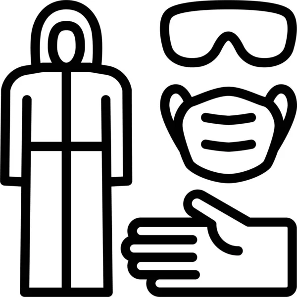 Brille Handschuhe Maskieren Icon Outline Stil — Stockvektor