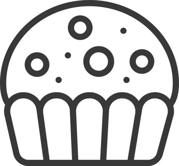 Επιδόρπιο Cupcake Εικονίδιο Τροφίμων Στυλ Περίγραμμα — Διανυσματικό Αρχείο