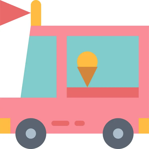 Ice Cream Shop Van Icon Flat Style — Stock Vector