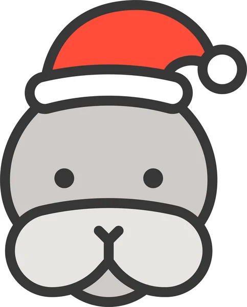 动物北极圣诞帽图标 — 图库矢量图片
