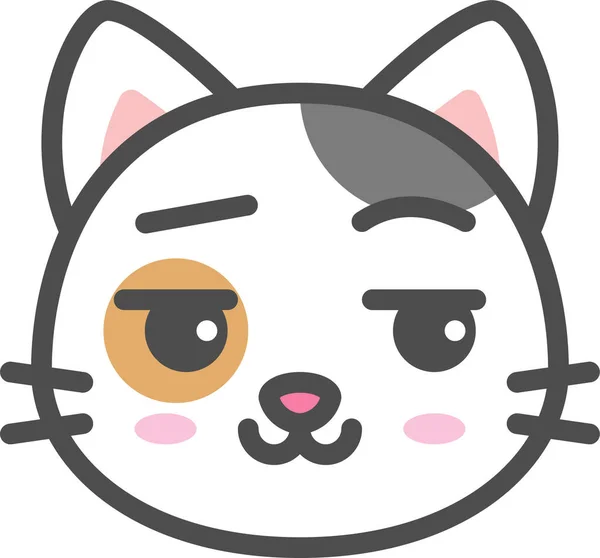 Avatar Calico Ikon Cat Dalam Gaya Filledoutline - Stok Vektor