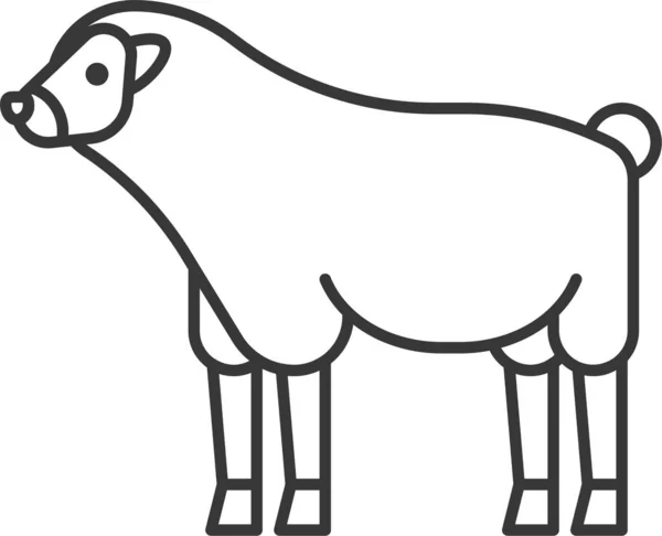 Ikon Domba Mamalia Hewan Dalam Gaya Garis Besar - Stok Vektor