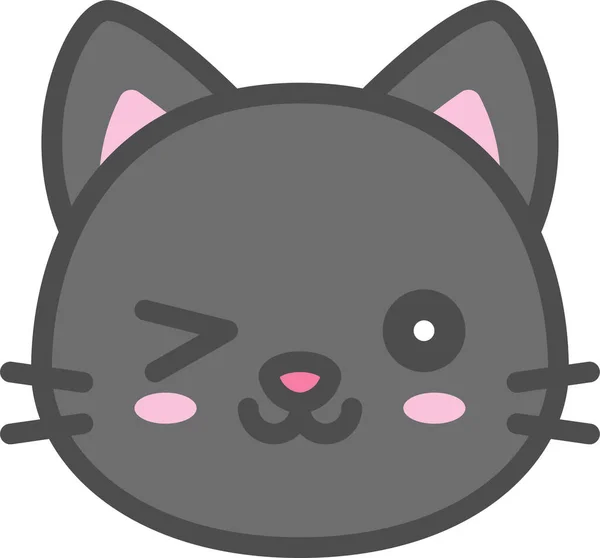 Avatar Kočka Roztomilá Ikona Vyplněném Stylu Obrysu — Stockový vektor