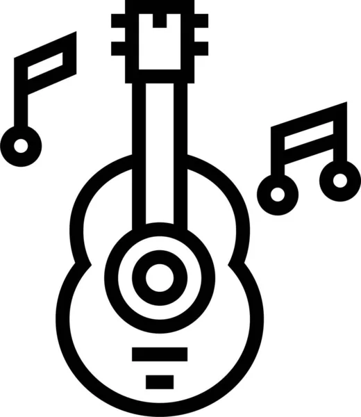 Λαϊκό Μουσικό Εικονίδιο Κιθάρας Περίγραμμα Στυλ — Διανυσματικό Αρχείο