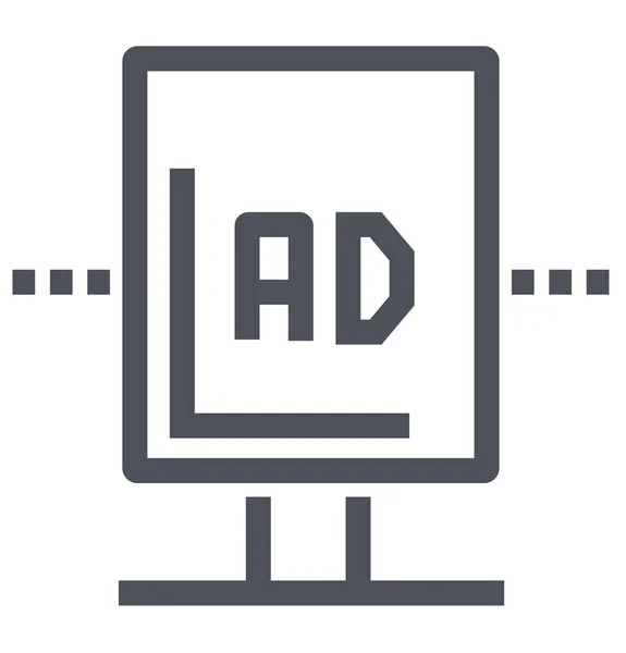 Billboard Reklama Obchodní Ikona Stylu Osnovy — Stockový vektor