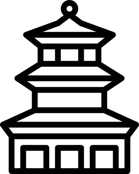 Arquitetura Castelo China Ícone Estilo Esboço —  Vetores de Stock