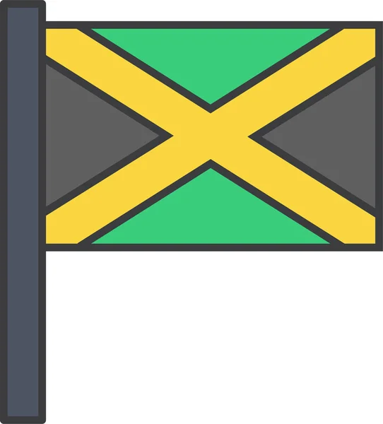 Bandera Del País Jamaica Icono Estilo Filledoutline — Vector de stock