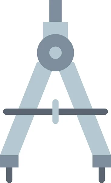 Kompas Tekening Pictogram Platte Stijl — Stockvector