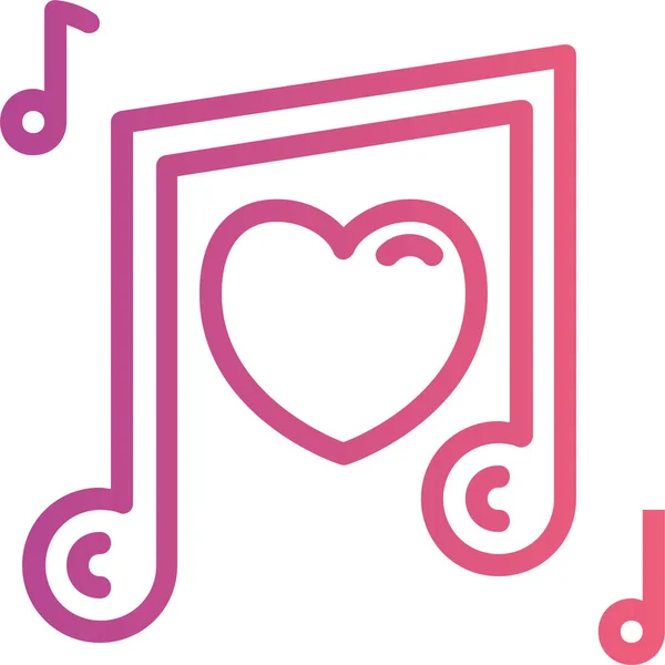 Serca Kochają Ikonę Muzyki Zarysie Stylu — Wektor stockowy