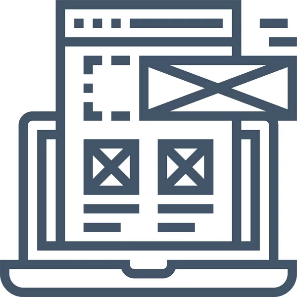 Ícone Interface Navegador Wireframe Estilo Esboço — Vetor de Stock