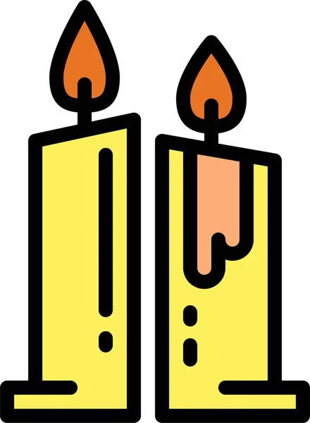 Ikone Der Brennenden Kerze Filetiertem Umrissstil — Stockvektor