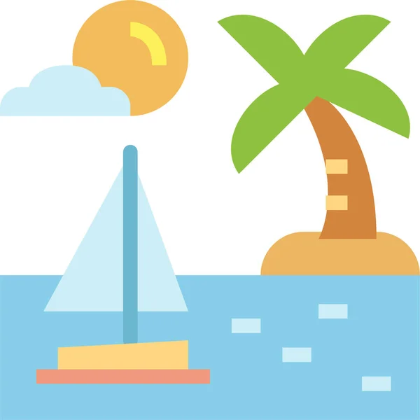 Beach Holidays Summer Icon Flat Style — Stock Vector