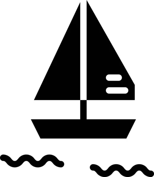 Boat Sailing Ship Icon Solid Style — Stock Vector