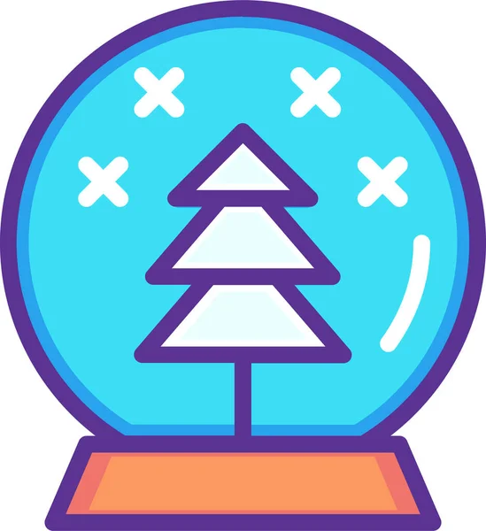 Μπάλα Χριστούγεννα Κρύσταλλο Εικονίδιο Fillledπερίγραμμα Στυλ — Διανυσματικό Αρχείο