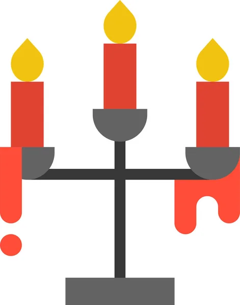 Candelabro Vela Icono Fuego Estilo Plano — Archivo Imágenes Vectoriales