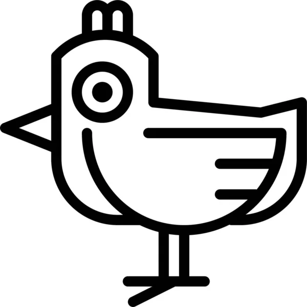 Тварин Пташиний Пташеня Значок Контурному Стилі — стоковий вектор