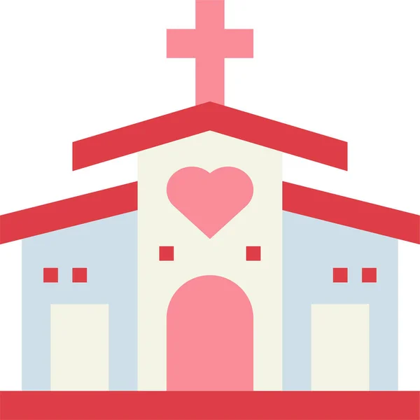 Ikon Penanda Gereja Katolik Dengan Gaya Datar - Stok Vektor