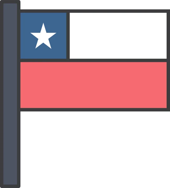 Icône Drapeau Pays Chili Dans Style Filledoutline — Image vectorielle